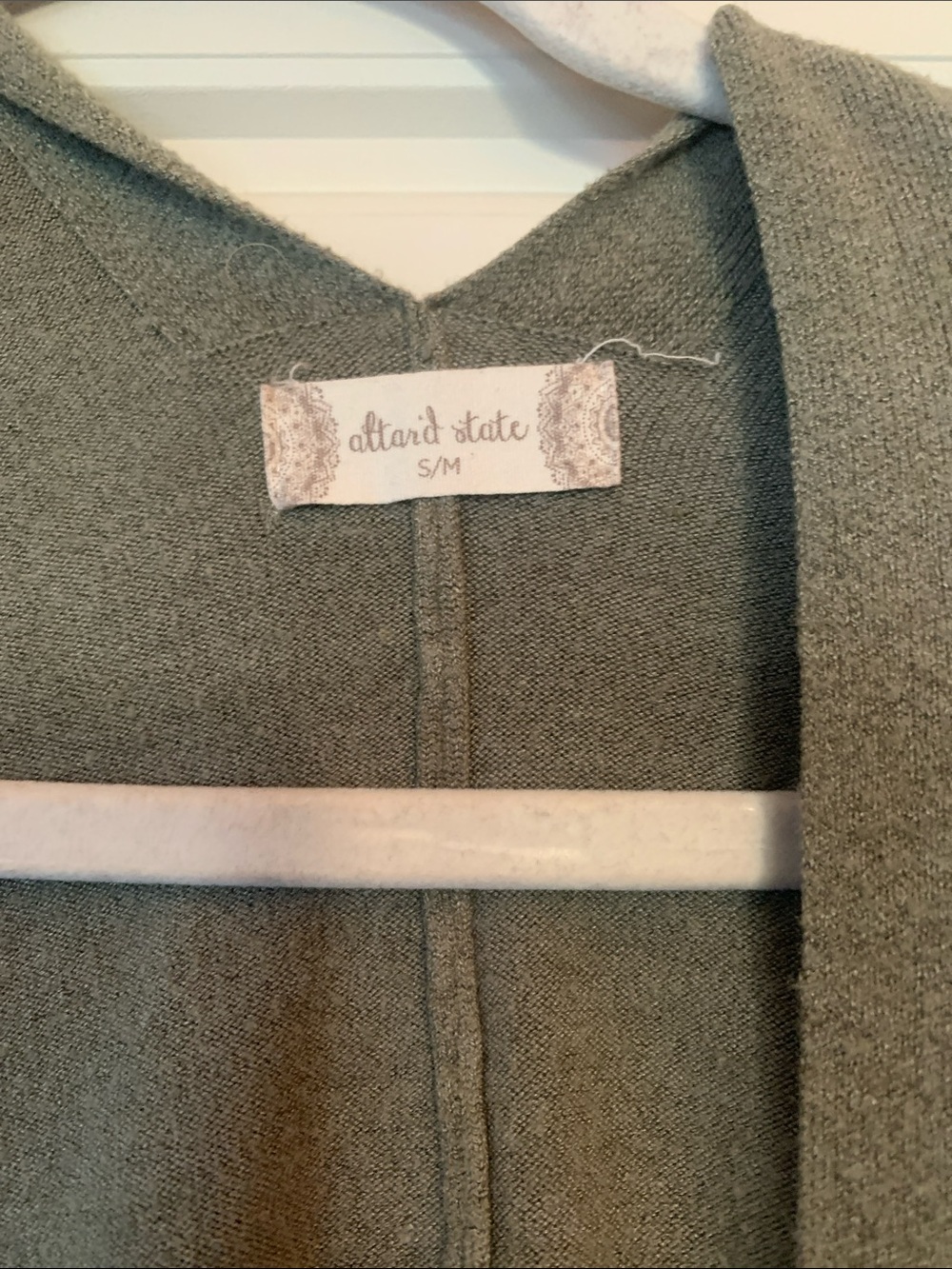 Altar'd State Olive Open-Front Pocket Cardigan - Picture 2 of 5
